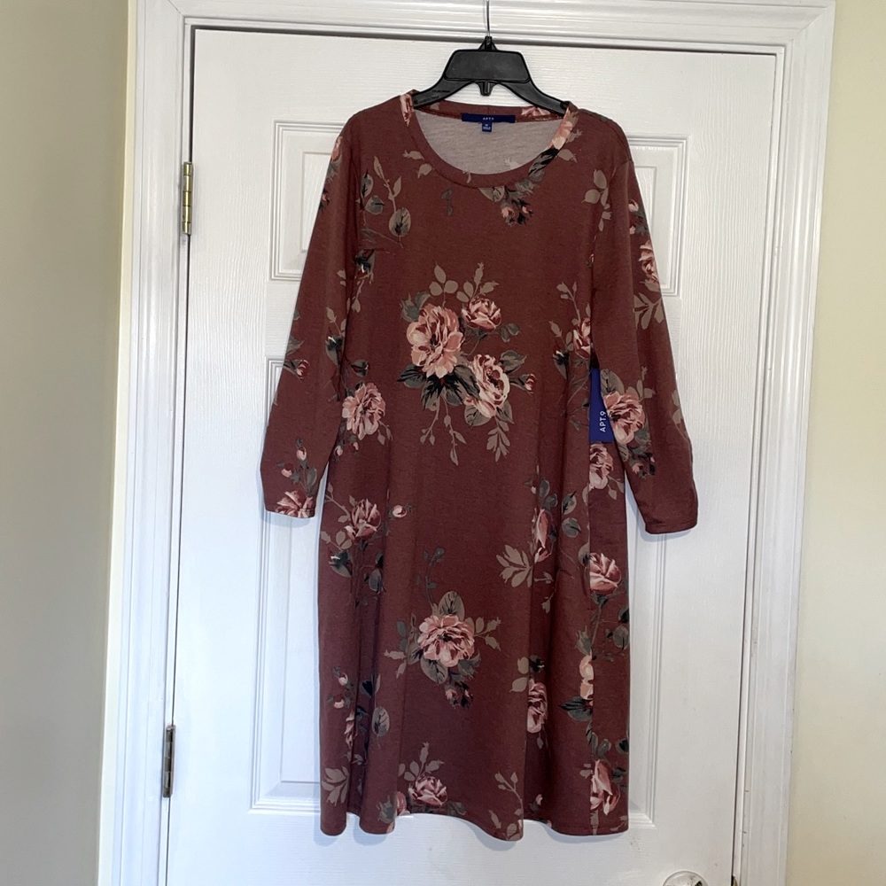 APT 9 Mauve Floral Dress Sz M